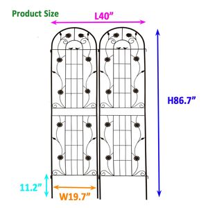 Set di 2 tralicci da giardino in metallo 220x50 cm, antiruggine, per piante rampicanti, recinzioni e cancelli - Product Image 5