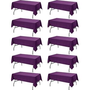 Paquete de 10 Manteles Rectangulares Morados de 60 x 84 Pulgadas, Tela de Poliéster Resistente a las Manchas para Mesas de 4 Pies, Manteles Lavables - Product Image 1