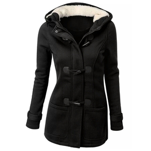 Women Slim Fit Toggle Duffle <b>Coat</b> Sherpa <b>Lined</b> Hooded Winter Jacket Casual Fleece Warm Tailored Ladies Outerwear - Product Image 3