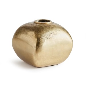 Timeless Metal Handmade <b>Bronze</b> Tabletop <b>Vase</b> Minimalist Design Gold Finish - Product Image 2
