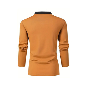 Polo de manga larga personalizado para hombre con cremallera de un cuarto, cuello en contraste, algodón transpirable, camiseta polo de golf para hombre, ropa casual al por mayor - Product Image 4