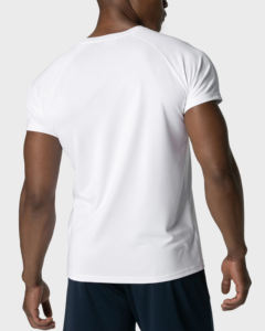 Camiseta Blanca de Cuello Redondo para Hombre, Corte Regular, con Mangas Raglán, Ropa Deportiva ODM, 220 Gramos, Transpirable y Antipilling, Estilo Urbano - Product Image 3