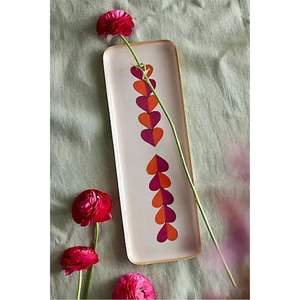 Bandeja Rectangular de Metal Esmaltada a Mano, Plato para Servir Alimentos, Diseño de Jardín Botánico, Bandeja Decorativa para Cocina, Hotel o Restaurante - Product Image 3