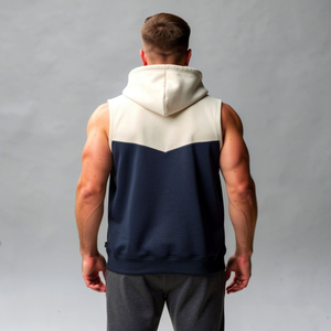 Haut à capuche sans manches zippé pour hommes et garçons, idéal pour l'entraînement et le fitness, vêtement de sport - Product Image 2