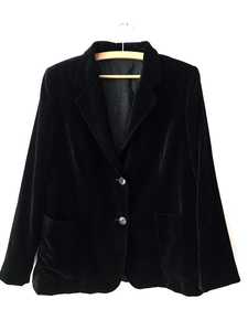 Blazer court en velours noir vintage, blazer court élégant, veste formelle noire classique, blazer de bureau - Product Image 3