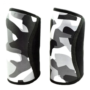 Tiger Camo Brown Black Neoprene 7mm Ergonomic Contoured Fit Non-Slip <b>Compression</b> <b>Knee</b> Sleeve Pair for Powerlifting Gym Training - Product Image 4