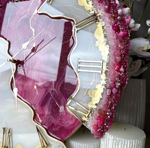 Personalized Modern <b>Silent</b> Resin Quartz Needle Single Face <b>Wall</b> <b>Clock</b> Gem Decorative for Living Room Christmas Gift - Product Image 3