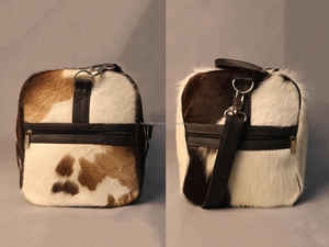 Sac de voyage en cuir véritable fait main de qualité supérieure avec fourrure, en cuir de vachette véritable, pour le sport, les week-ends, avec personnalisation de marque, fermeture éclair, modèle LHODB-0033 - Product Image 4