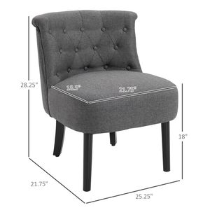 Poltrona Moderna Grigia con Schienale Medio, Rivestimento in Tessuto Trapuntato e Gambe in Legno per il Relax in Soggiorno o Camera da Letto - Product Image 2