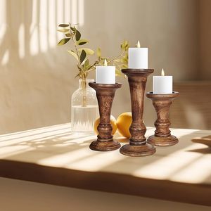 Candelabro de madera de mango único hecho a mano, soporte para tarro de linterna, decoración de mesa de madera Natural para fiestas, hogar, oficina, uso navideño - Product Image 2
