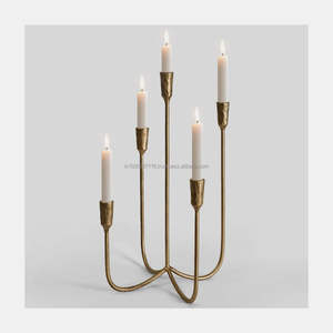 <b>Black</b> <b>polished</b> metal candelabra for home decor centerpiece and romantic dinner candlelight with classic design appeal - Product Image 6