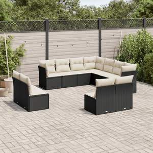 Conjunto de Sofás de Jardín de Ratán Negro para 10 Personas, Muebles de Exterior Resistentes a la Intemperie, Diseño Contemporáneo - Product Image 1