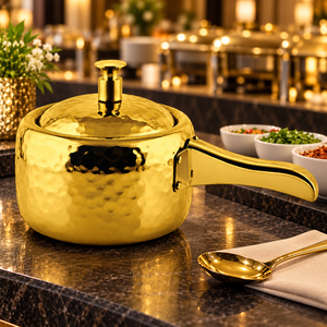 Hammered Gold Stainless Steel Saucepan with Lid Tabletop Cooker Serving <b>Pot</b> for Home Hotel Restaurant - Product Image 6