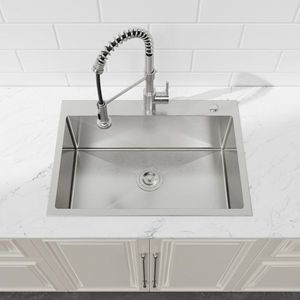27\"x19\" Dark Gray Handmade Single Bowl Kitchen Sink Overmount with US Standard Drain <b>Hook</b> Unable to Ship This Week - Product Image 2