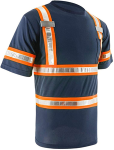 Chemise de travail de chantier de haute qualité, respirante, chemise de sécurité réfléchissante pour hommes, bleu, haute visibilité, t-shirt - Product Image 3