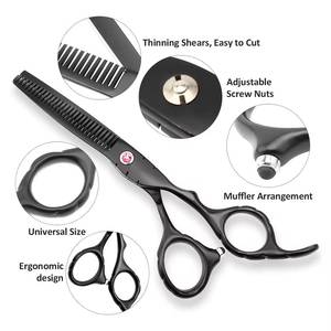 Ensemble de ciseaux de coiffure professionnels avec peignes et étui pour usage en salon, lames en acier inoxydable, poignées en plastique, pour droitiers - Product Image 2