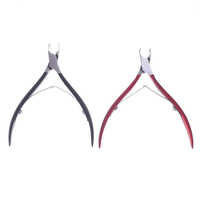 Professional Stainless Steel Cuticle Nipper Matte Black Red Handle Nail Cutter Double Spring Dead Skin Trimmer Scissor Wholesale