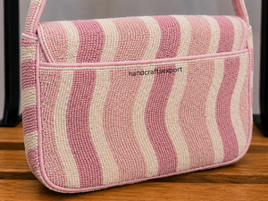 Sac à bandoulière de luxe fait main, écologique, léger, en perles de récif marin |   Sac à main brodé |   Porte-monnaie en forme de poisson corail |   Premium - Product Image 6