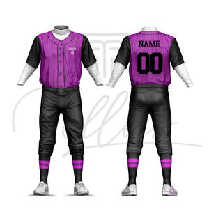 Uniformes de baseball personnalisés à manches courtes, respirants, 100% polyester, prix bas, vente en gros, nouveau motif populaire, meilleure qualité - Product Image 2