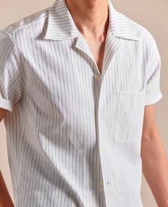 Camisa Casual de Manga Corta para Hombre, de Algodón Popelín a Rayas, con Cuello Clásico, Transpirable, para Verano - Product Image 4