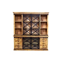 Buffet double modulaire multifonctionnel extensible en bois de manguier massif, fabriqué à la main, style classique européen, durable, pour salon