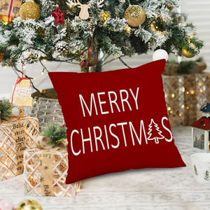 Joyeux Noël Housse de coussin 100% coton rouge à motifs floraux et feuilles séchées, style bohème, écologique et lavable pour la décoration intérieure - Product Image 4