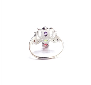 Anillo de Flor de Loto con Chakra, Plata de Ley, con Múltiples Piedras Preciosas, Joyería Espiritual para Mujer, Colección de Diseñador Hecha a Mano, PLATA DE JAIPUR - Product Image 4