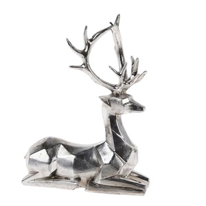 Escultura de Reno Plateado Sentado, Figura Decorativa Navideña para Jardín o Casa de Campo, Reno Plateado Hecho a Mano para Decoración del Hogar - Product Image 1