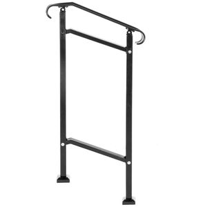 Corrimano Regolabile in Ferro Battuto per Ringhiera Esterna 1-2 Gradini Nero Dispositivi di Assistenza Transizionali - Product Image 2