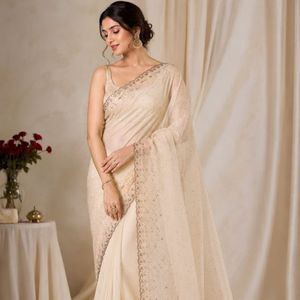 AnPremium <b>Gold</b> Plated Diamond Work Indian Style Vintage Saree with Designer Unstitched <b>Blouse</b> Wholesale Free Shipping - Product Image 2