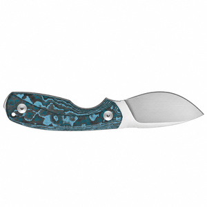 Cuchillos de caza de hoja fija con acabado satinado ancho, hoja de punta caída, mango con patrón azul y agarre contorneado para actividades al aire libre. - Product Image 3