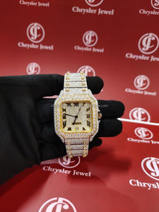 Montre-bracelet de luxe en acier inoxydable personnalisable pour femmes dernière conception VVS Moissanite diamant Micro réglage glacé Hip Hop carré - Product Image 6