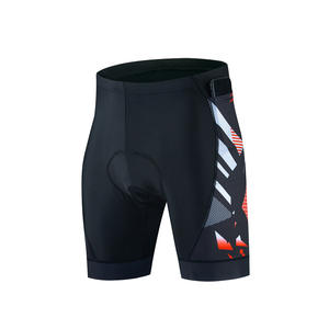 Shorts de cyclisme pour hommes avec logo personnalisé, noirs, rembourrés, avec poche latérale pour téléphone et motif géométrique pour le cyclisme professionnel - Product Image 6