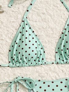 Women's <b>Bikini</b> with Shorts Plus Size Halter Swimwear Custom Logo Beachwear Two Piece With Shorts Drawstring Swimwear Bathing Set - Product Image 2