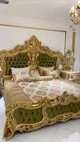 Ensemble de chambre à coucher en bois massif de taille king, fait main, sculpté à la main, design moderne, luxueux, élégant, royal, classique, personnalisé, pliable, 4 tiroirs