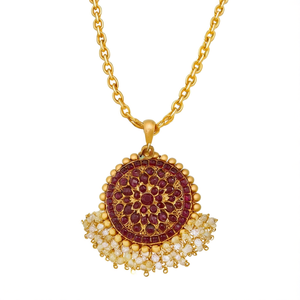 Fashion Jewelry Necklace Set-round Kemp Stone Embellished Pendant Style - Product Image 2