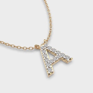 A Letter <b>Initial</b> Moissanite Pendant 925 Sterling <b>Silver</b> Yellow Gold Plated Round Cut Diamond Look Alphabet <b>Necklace</b> Charm Women - Product Image 3