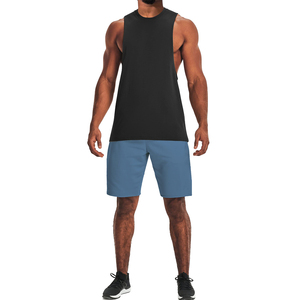 Camiseta sin mangas negra para hombre, cuello redondo, color sólido, transpirable, de punto, deportiva, para entrenamiento. - Product Image 1