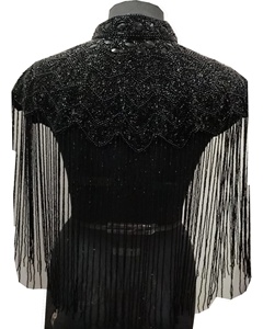 Top Quality very heavy handbeaded black crystal embellished elegant party club plus size beautiful <b>women</b> bespoke top - Product Image 3