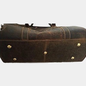 Vintage Distressed Genuine Leather Casual Duffle <b>Bag</b> <b>Men</b> <b>Weekender</b> Travel Gym Lightweight Durable Water Polyester Zipper - Product Image 1