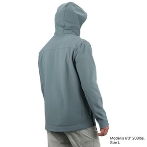 Custom <b>Men</b> Softshell Fishing Hoodie Windproof Fleece Lined Performance <b>Pullover</b> With Face Mask Zip Pockets Outdoor Jacket - Product Image 2
