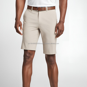 Shorts Polo en Corduroy Biologique Kaki pour Hommes avec Logo Personnalisé sur Étiquette Privée, Séchage Rapide, Respirant, Style Golf Décontracté - Product Image 4