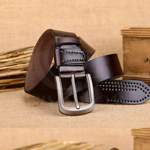 Cinturones Vintage Personalizados para Hombre, Cinturones de Cuero Vacuno de Alta Calidad OEM, Cinturones de Lujo con Logotipo Personalizado al por Mayor, Hebilla Cuadrada Ecológica - Product Image 4