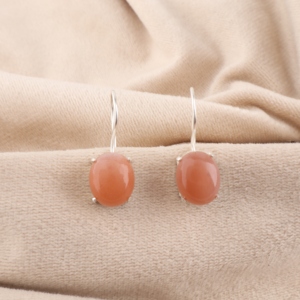 Designer Handmade Peach Moonstone Gemstone <b>Earring</b> In 925 Sterling <b>Silver</b> Material <b>Earring</b> Jewellery For Women And Girls Wear - Product Image 1
