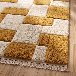 Modern Geometric Shag Area <b>Rug</b> Wool Look Patchwork Soft Floor <b>Mat</b> <b>Non</b> <b>Slip</b> Stain Resistant for Living Room Bedroom - Product Image 6