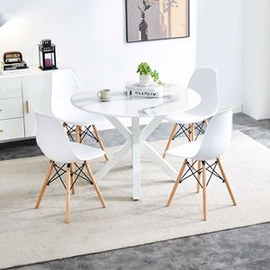 Tavolo da pranzo con piedistallo Mid-Century da 42,1 pollici con piano in MDF per 4-6 persone, tavolino da caffè o tavolino d'appoggio - Product Image 2