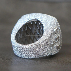 Custom Moissanite Hip Hop Cluster <b>Ring</b> with Rhodium Plating Prong Setting-Personalized <b>Name</b>/Logo Men's Anniversary Birthday Gift - Product Image 2