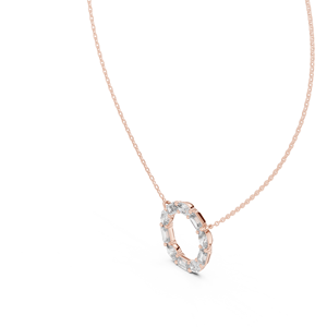 Collier pendentif en or rose 18 carats avec diamants ovales et baguettes pour femme, bijoux minimalistes de luxe, cadeau d'anniversaire - Product Image 4