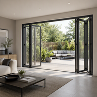 Porte pliante moderne en aluminium à rupture de pont thermique, insonorisée et isolée, idéale pour cuisine, chambre, école, villa, patio, balcon