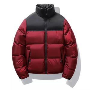 Men's Color Blocked Quilted Puffer <b>Jacket</b> Fox Fur <b>Sheep</b> <b>Skin</b> Stand Collar Zipper Closure Windproof Winter Casual Coat - Product Image 6